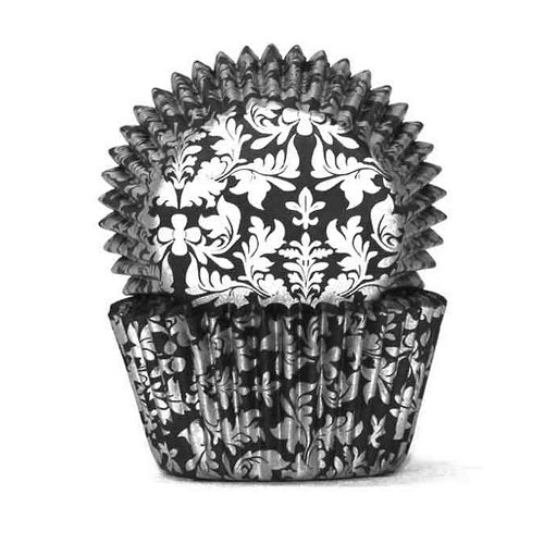 408 Cupcake Papers - High Tea Black/Silver (100 approx) - Cupcake Sweeties