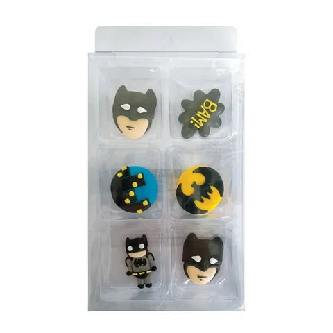 Batman Decorations - Pack of 6 mixed approx 4cm - Cupcake Sweeties