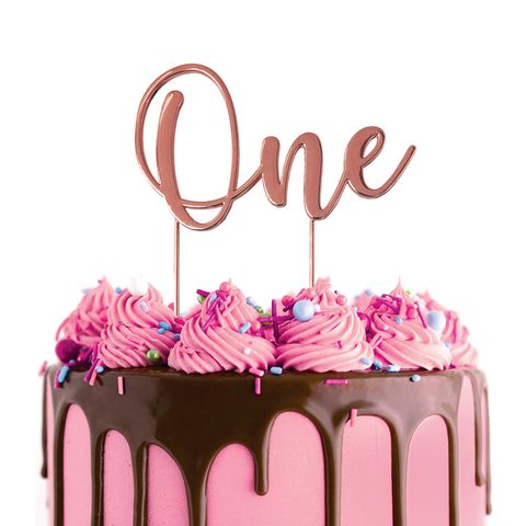 Cake Topper - One (Rose Gold Metal) - Cupcake Sweeties