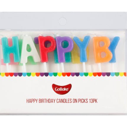 GoBake Candle - Happy Birthday - Rainbow on Picks - Cupcake Sweeties