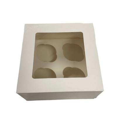 4 Hole | White Window | Cupcake Box | With Insert - Cupcake Sweeties