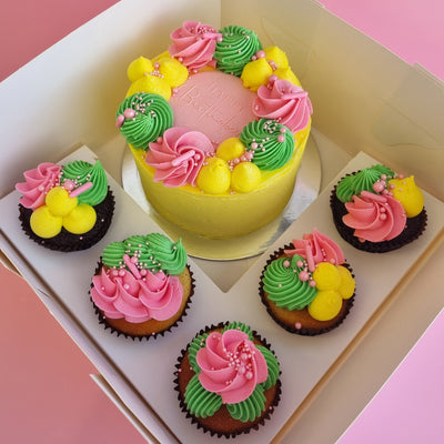 5” Celebration Cake + Cupcake Gift Box - Cupcake Sweeties