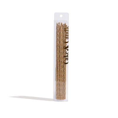 Candles | Gold | Fine Spiral | Pack of 16 | Cake & Candle