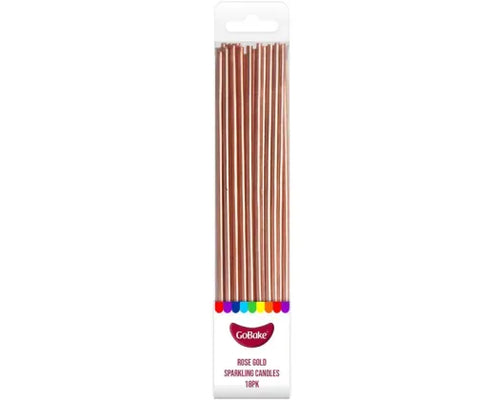 Candles | Sparkling Pearl Rose Gold | 18cm | GoBake | Pack of 18