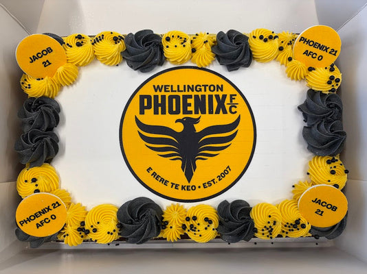 Cake with Wellington Phoenix FC logo and branding