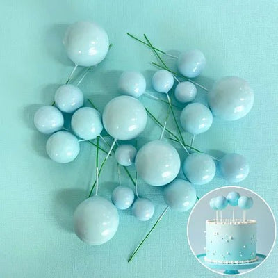 Baby Blue | Decorative Foam Ball Toppers | Mixed Sizes | 20 Pack - Cupcake Sweeties