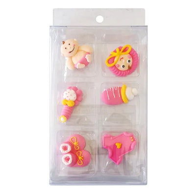 Baby Girl Decorations | Pack of 6 | Mixed approx 4cm - Cupcake Sweeties