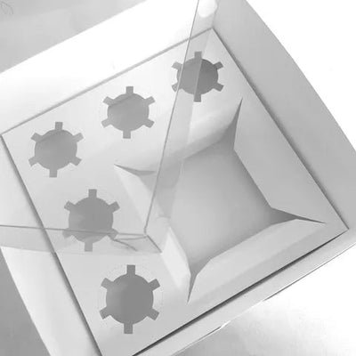 Cake Craft | Clear Lid Bento | 5 - Hole Cupcake & Cake Box - Cupcake Sweeties