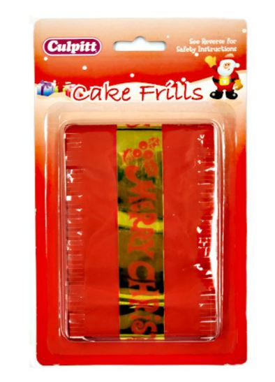 Cake Frill - Merry Christmas gold and red - Cupcake Sweeties