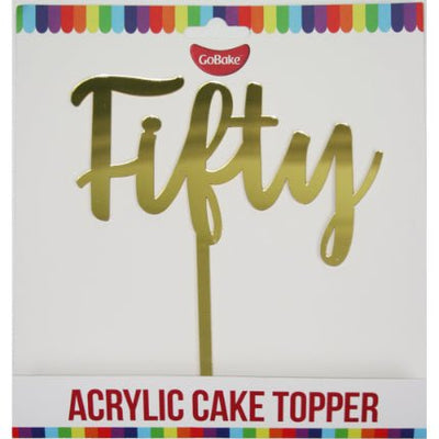 Cake Topper | Fifty | Gold Acrylic* - Cupcake Sweeties