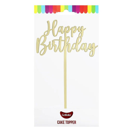 Cake Topper| Small Happy Birthday | Classic Gold | Go Bake - Cupcake Sweeties