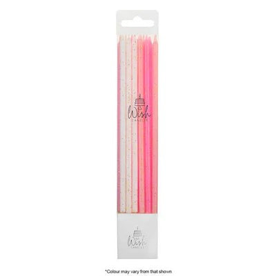Candles - Wish Pink Dream Tall Glitter - 15cm (Pack of 12) - Cupcake Sweeties