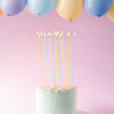 Candles | Pastel Rainbow | Fine Spiral | Pack of 16 | Cake & Candle