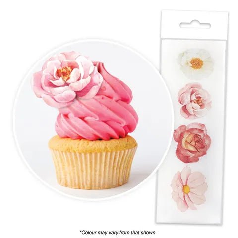 Edible Wafer Toppers - Assorted Flowers (pack of 16) - Cupcake Sweeties