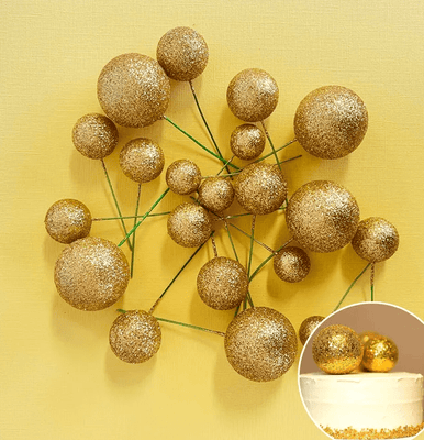 Foam ball topper 20 pc set - Gold Glitter - Cupcake Sweeties