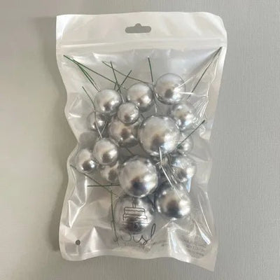 Foam Ball | Topper Set | 20 Pieces | Silver - Cupcake Sweeties