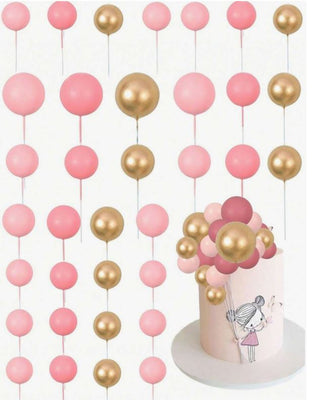 Foam Ball Topper Set | 30 Pieces | Gold & Pinks - Cupcake Sweeties