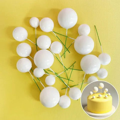 Foam Balls Topper Set | 20 Pieces | White - Cupcake Sweeties