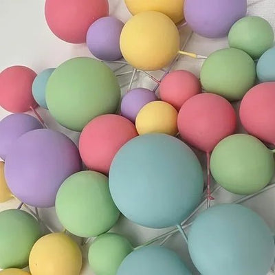 Foam Balls Topper Set | 32 Pieces | Pastel Raionbow | Wish - Cupcake Sweeties
