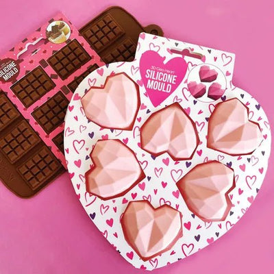 Geo Hearts | Silicone Mould | 6 Cavity | Pink - Cupcake Sweeties