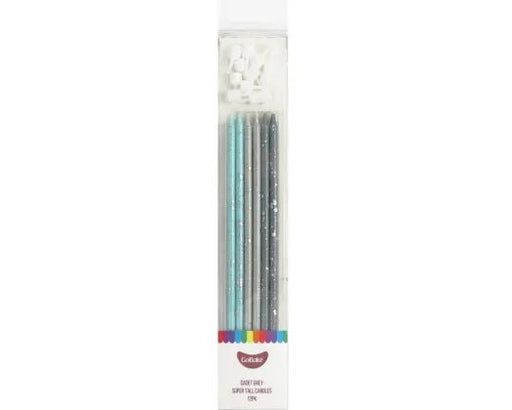 GoBake Super Tall 18cm Cadet Grey Candles (pack of 12) - Cupcake Sweeties