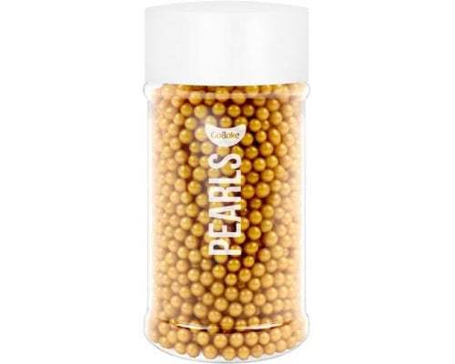 Gold Pearls 4mm (Go Bake) 80g - Cupcake Sweeties