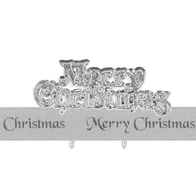 Merry Christmas Silver Ribbon & Motto | Cake Decorating Kit - Cupcake Sweeties