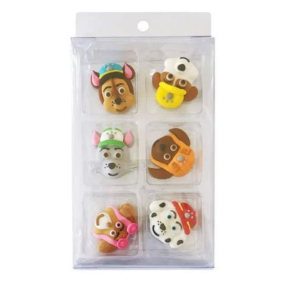 Paw Patrol Decorations - Pack of 6 mixed approx 4cm - Cupcake Sweeties