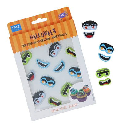 PME | Halloween Edible Cupcake Decorations | Monster Faces | 12pack - Cupcake Sweeties