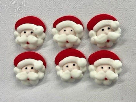Santa Face - Pack of 6 (3cm) (Pick Up Only) - Cupcake Sweeties