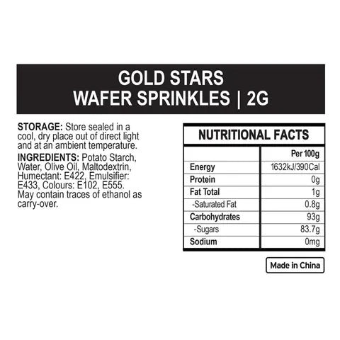 Sprink'd Gold Stars Wafer Sprinkles - Cupcake Sweeties