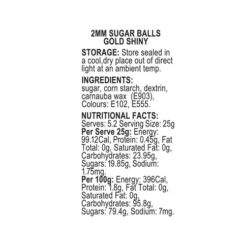 Sprink'd Sugar Balls Gold 2mm - Cupcake Sweeties