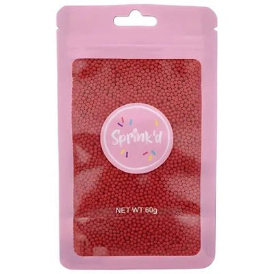 Sprink'd | Sugar Balls | Red | 2mm | 60g - Cupcake Sweeties