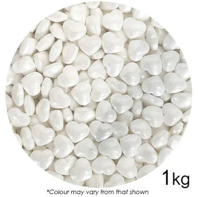 Sprinkle Medley | White Hearts | 12mm | 100g - Cupcake Sweeties