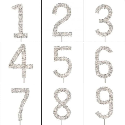 Topper 4.5cm Diamante Silver Numbers - Cupcake Sweeties