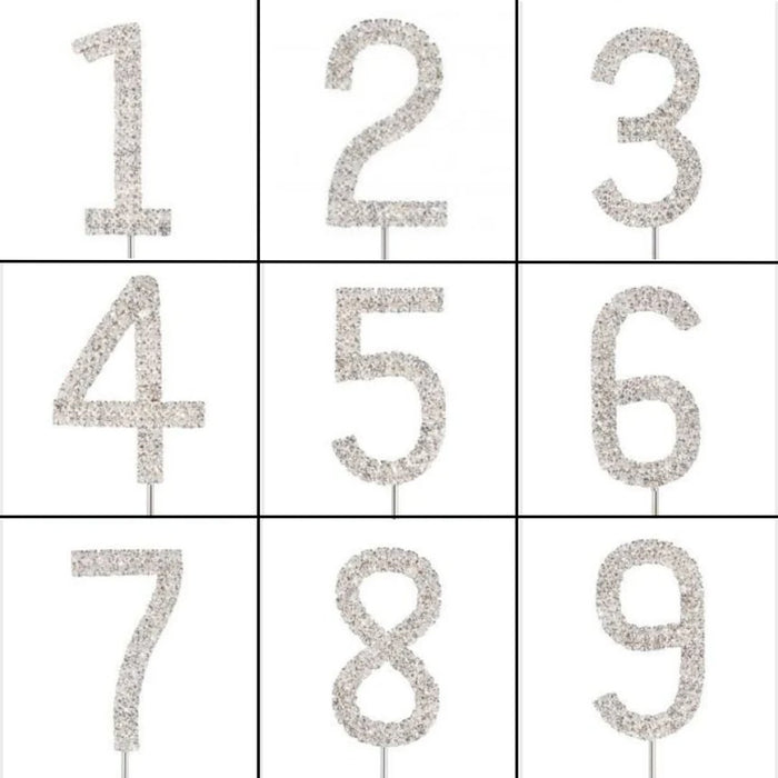 Topper 4.5cm Diamante Silver Numbers - Cupcake Sweeties