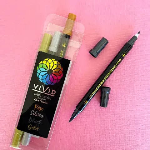 VIVID | EDIBLE METALLIC MARKERS | BASICS | 4PK - Cupcake Sweeties