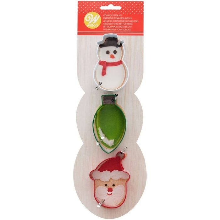 Snowman, Bulb and Santa Cookie Cutter Set of 3