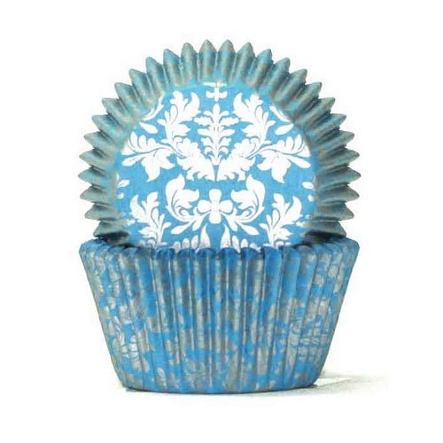 408 Cupcake Papers - High Tea Silver/Blue (100 approx) - Cupcake Sweeties