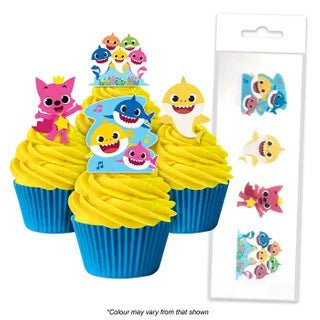 Baby Shark Edible Wafer Toppers - (pack of 16) (Short Dated) - Cupcake Sweeties