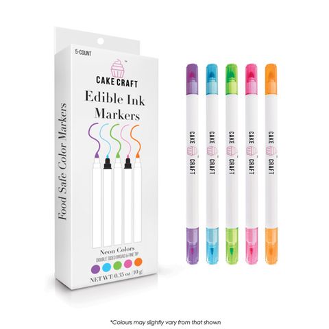 Cake Craft Edible ink markers NEON COLOURS | 5 PACK - Cupcake Sweeties