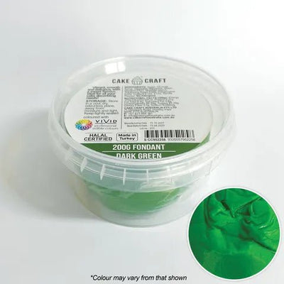 Cake Craft Fondant Dark Green - 200gm - Cupcake Sweeties