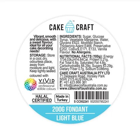 Cake Craft Fondant Light Blue - 200gm - Cupcake Sweeties