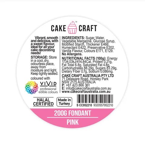 Cake Craft Fondant Pink - 200gm - Cupcake Sweeties