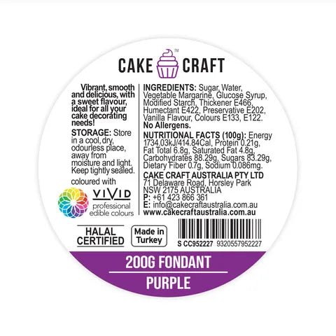 Cake Craft Fondant Purple - 200gm - Cupcake Sweeties