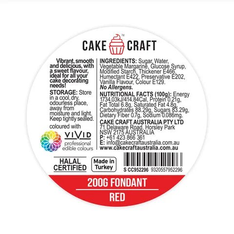Cake Craft Fondant Red - 200gm - Cupcake Sweeties