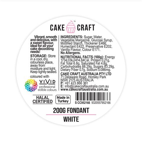 Cake Craft Fondant White - 200gm - Cupcake Sweeties