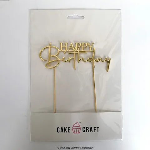 Cake Topper - Gold Happy Birthday Style 2 - Cupcake Sweeties