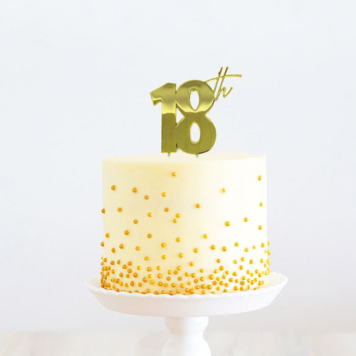 Cake Topper - Gold Metal Cake Topper 18th - Cupcake Sweeties