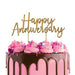 Cake Topper - Happy Anniversary (Gold Metal) - Cupcake Sweeties